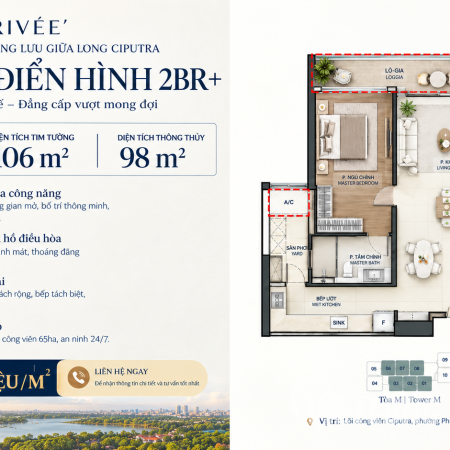 căn hộ 2PN+ sang trọng tiện nghi
